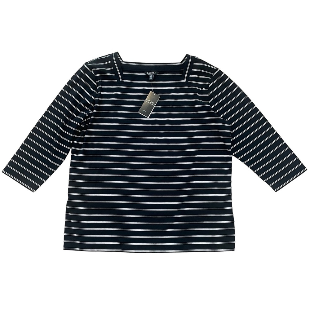 Lauren Ralph Lauren Black Label Square Neck Stripe Top